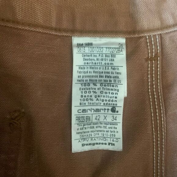Carhartt dungaree fit tan duck ATPV rating 16.0 workwear pants - Picture 3 of 4
